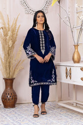 DA-1581 BLUE EMBROIDERED KURTA