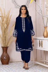 DA-1581 BLUE EMBROIDERED KURTA
