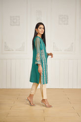 DA-1589 GREEN EMBROIDERED KURTA