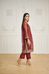 DA-1590 Maroon Embroidered Kurta