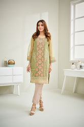 DA-1596 GREEN EMBROIDERED KURTA