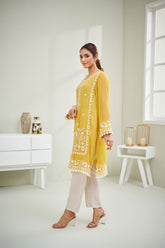 DA-1597 YELLOW EMBROIDERED KURTA