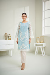 DA-1601 SKY BLUE EMBROIDERED KURTA