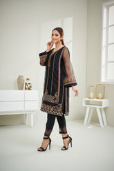 DA-1604 BLACK EMBROIDERED KURTA