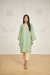 DA-1608 GREEN EMBROIDERED KURTA