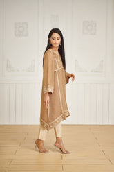 DA-1625 Beige Embroidered Kurta