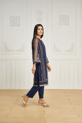 DA-1626 BLUE EMBROIDERED KURTA