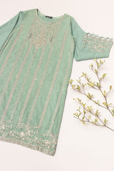 DA-1645 L-GREEN EMBROIDERED KURTA
