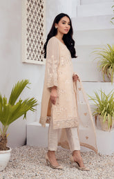 DA-2003 PEACH EMBROIDERED KURTA WITH DUPATTA