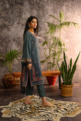 DC-2115 TEAL KHADDAR 2PCS EMBROIDERED KURTA WITH TROUSER