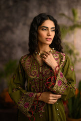 DC-2109 GREEN KARANDI 2PCS EMBROIDERED KURTA WITH TROUSER