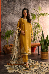 DD-0922 MUSTARD POLY WOOL SHAWL