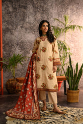 DC-2111 BEIGE KHADDAR 2PCS EMBROIDERED KURTA WITH DUPATTA
