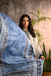 DD-0918 BLUE POLY WOOL SHAWL