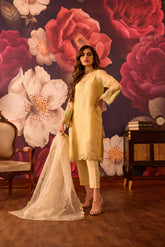 DU-3100-YELLOW- ORGANZA CHECK - 4PCS