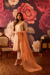 DU-3107-BEIGE-ORGANZA CHECK - 4PCS