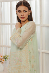 DA-1217 L-GREEN EMBROIDERED KURTA
