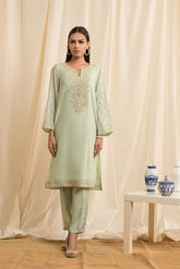 DA-1253 ICE-GREEN EMBROIDERED KURTA