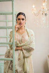 DA-1254 BEIGE EMBROIDERED KURTA WITH DUPATTA