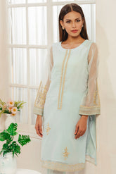 DA-1307 Sky-Blue EMBROIDERED KURTA