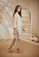 DA-1360 SKY BLUE EMBROIDERED KURTA