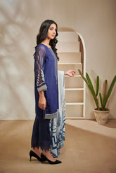 DA-1371 Blue EMBROIDERED KURTA WITH DUPATTA