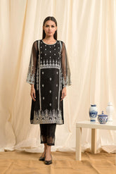 DA-1376 BLACK EMBROIDERED KURTA