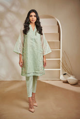 DA-1387 L-GREEN EMBROIDERED KURTA