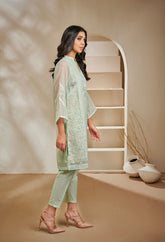 DA-1387 L-GREEN EMBROIDERED KURTA