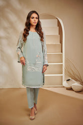 DA-1396 Sky-Blue EMBROIDERED KURTA