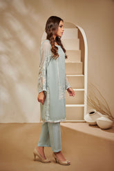 DA-1396 Sky-Blue EMBROIDERED KURTA