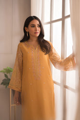 DA-1391 YELLOW EMBROIDERED KURTA