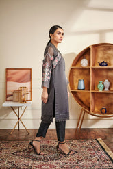 DA-1416 Dark- Grey EMBROIDERED KURTA