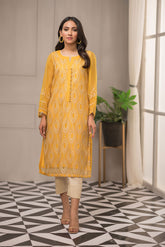 DA-1419 YELLOW EMBROIDERED KURTA