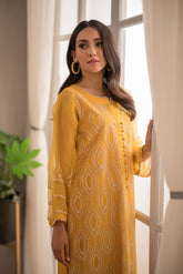 DA-1419 YELLOW EMBROIDERED KURTA