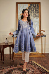DA-1451 BLUE EMBROIDERED KURTA