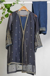 DA-1453 Blue Embrodiery Coat with Inner & Trouser