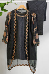 DA-1457 BLACK EMBROIDERED KURTA WITH TROUSER