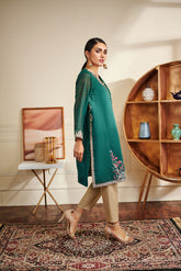 DA-1462 GREEN EMBROIDERED KURTA