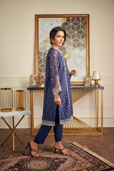 DA-1465 Blue EMBROIDERED KURTA
