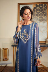 DA-1475 BLUE EMBROIDERED KURTA