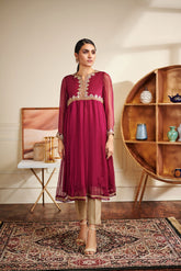 DA-1478 Purple EMBROIDERED KURTA