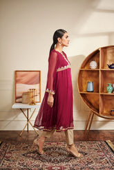 DA-1478 Purple EMBROIDERED KURTA