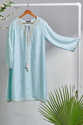 DA-1487 Sky-Blue EMBROIDERED KURTA