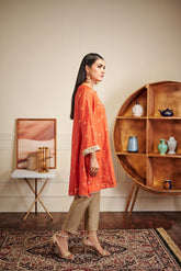 DA-1491 Orange EMBROIDERED KURTA