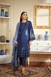 DA-1504 Blue EMBROIDERED KURTA WITH DUPATTA
