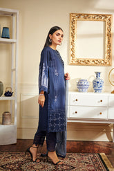 DA-1504 Blue EMBROIDERED KURTA WITH DUPATTA