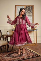 DA-1507 Purple EMBROIDERED KURTA