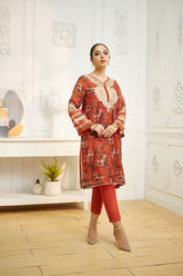 DA-1634 ORANGE EMBROIDERED KURTA WITH TROUSER