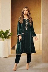 DA-1549 GREEN EMBROIDERED KURTA